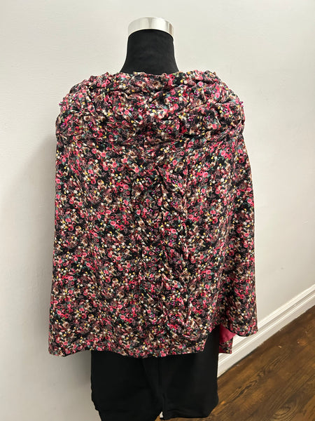 Silk Flowered Pink, Green and Black  shawl