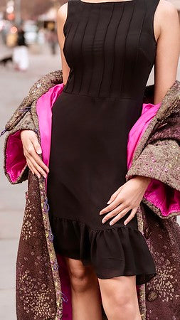 Long Winter Cocoon Cape in purple, green and pink wool