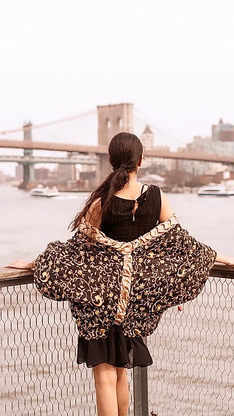 Black and Gold Evening Cape