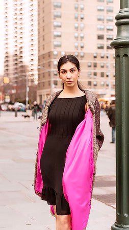 Long Winter Cocoon Cape in purple, green and pink wool