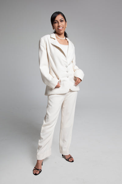 Woman's Handmade Embellished White Wedding Suit