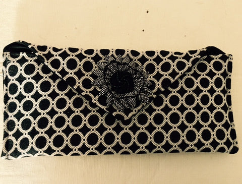 Gray and Black Fabric Clutch Bag